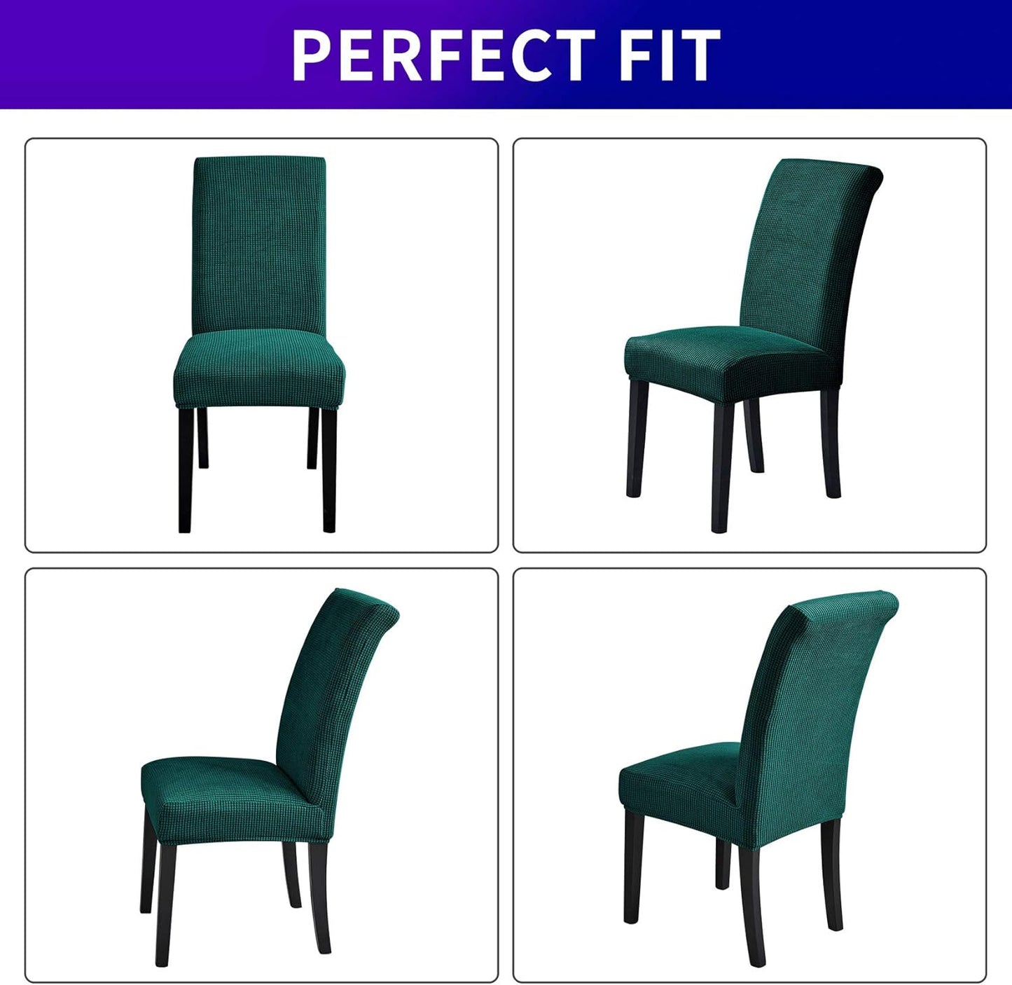 Howhic Chair Covers for Dining Room Set of 2, Stretchy Dining Chair Covers, Textured Jacquard Kitchen Chair Slipcovers, Classy Decor for Home and Banquet (Hunter, 2 Pack)