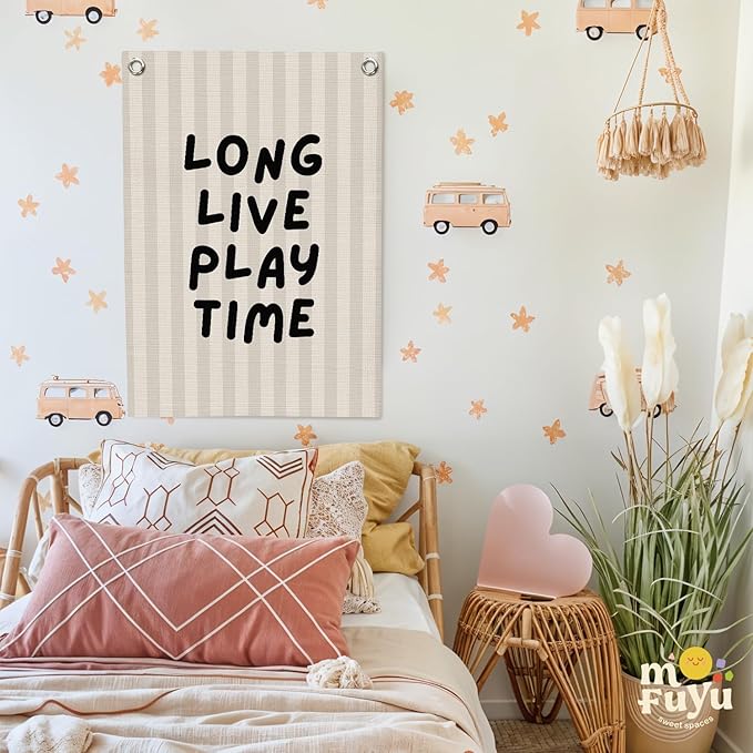 Playroom Decor,Long Live Playtime Canvas Banner,Boy Nursery Decor Wall Hanging Banner Flag for Toddler Kids Room Nursery Playroom Bedroom 18x25 Inch