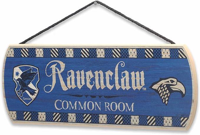 Harry Potter Ravenclaw Common Room Hanging Wood Wall Decor - Fun Ravenclaw Sign for Teen Bedroom or Movie Room