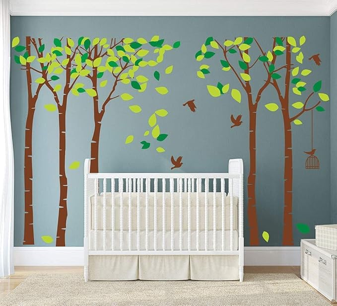 Giant Jungle Tree Wall Decal Tree Wall Sticker Removable Vinyl Sticker Mural Art Room Nursery Bedroom Living Room Decoration (103.9x70.9)