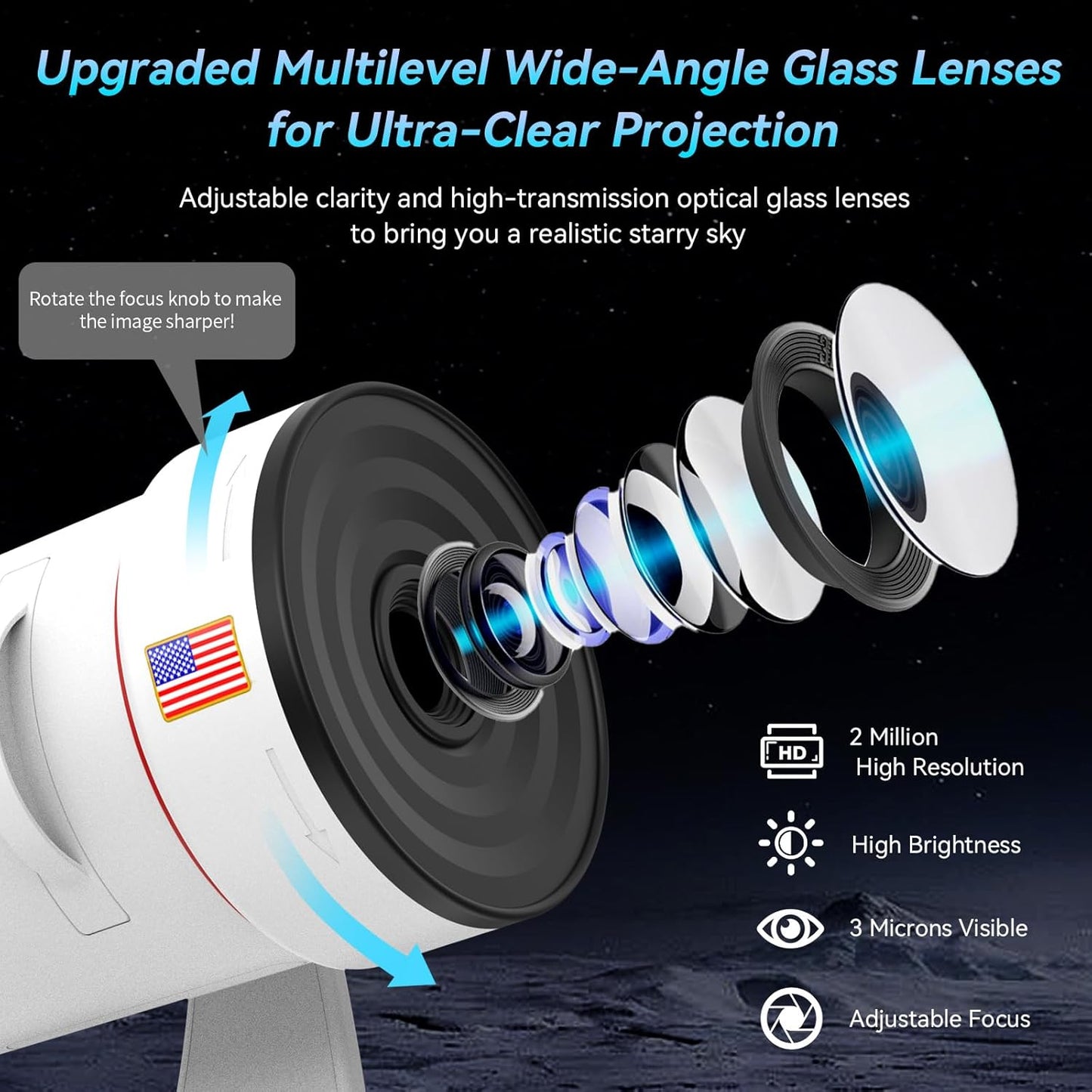 [Newest 8th Gen Planetarium Projector] Galaxy Projector(White), HD Brighter Wider Projection Planetarium Star Projector with 7-Color Night Light Realistic Starry Sky Space Solar System Moon Nebula for Bedroom Ceiling Room Decor