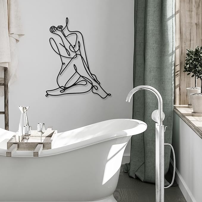 Photect 3 Pcs Metal Wall Art Decor Minimalist Abstract Woman Wall Art Metal Modern Line Drawing Decor Female Single Line Home Hanging for Bedroom Bathroom Living Room Christmas Housewarming(Modern)