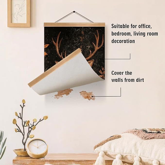 ZTGDA Vintage Deer Poster – William Morris Inspired Buck Wall Art, Gothic Animal Canvas Painting, Mid-Century & Dark Academia Decor for Office or Home, Best Father Day Gift (Deer-02)