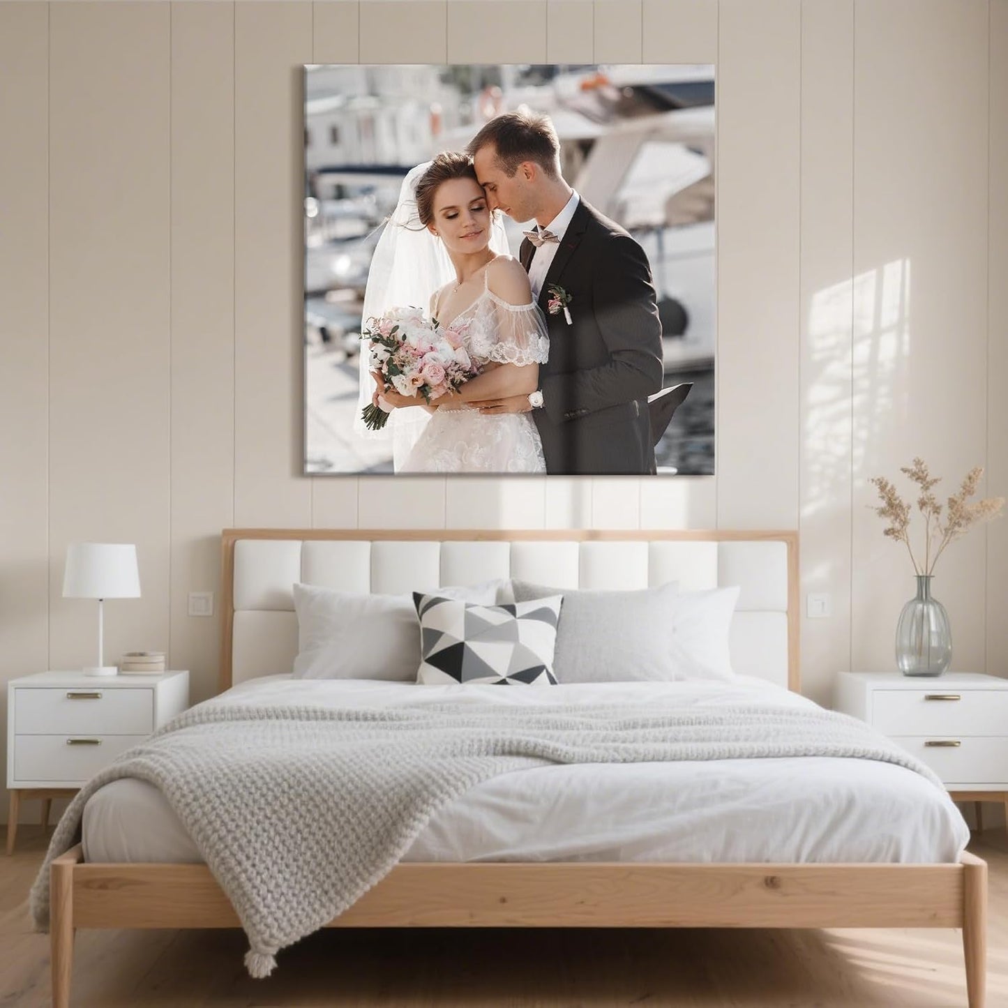 Personalized Custom Canvas Prints with Your Photos & Text, Customized Picture Print, Transform Own Images Into Framed Wall Art Digitally Printed Photo to Canvas, Keepsakes Gifts for Family 32x32’’