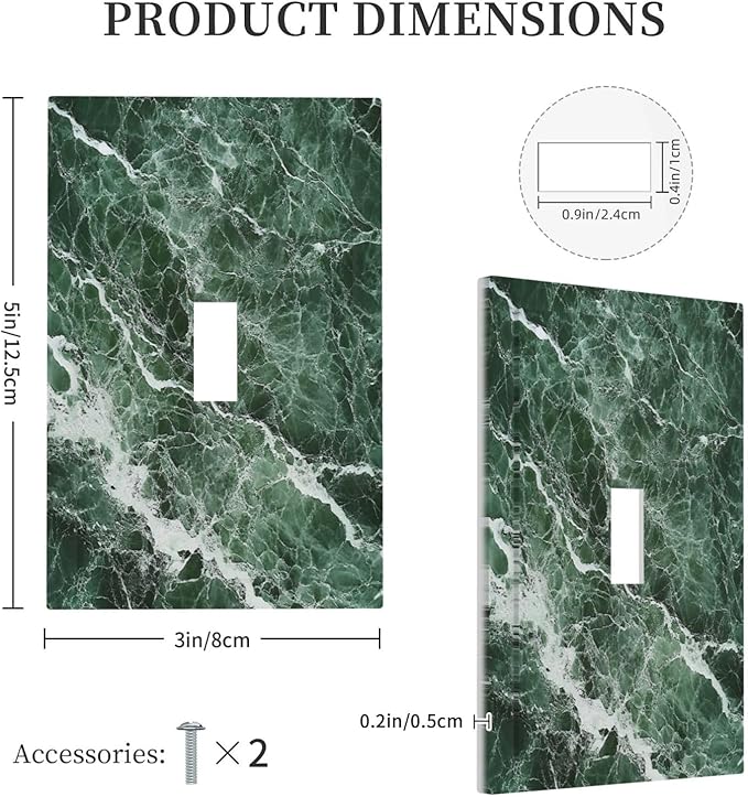 Decorative Light Switch Cover Forest Marble Dark Green With White Vein 1 Gang Single Toggle Device Electrical Faceplate Switchplates Decorator Outlet Wall Plate For Bathroom Kitchen Decor