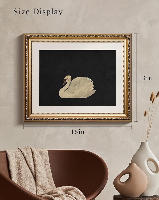 VIYYIEA Gold Framed Wall Art Canvas Print Home Decor,Black,13x16in
