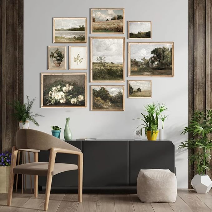 uniro Vintage Wall Art Decor Prints Farmhouse Wall Decor Vintage French Country Canvas Wall Art Prints Nature Landscape Flower Botanical Painting Poster Rustic Cottagecore Decor Retro Aesthetic