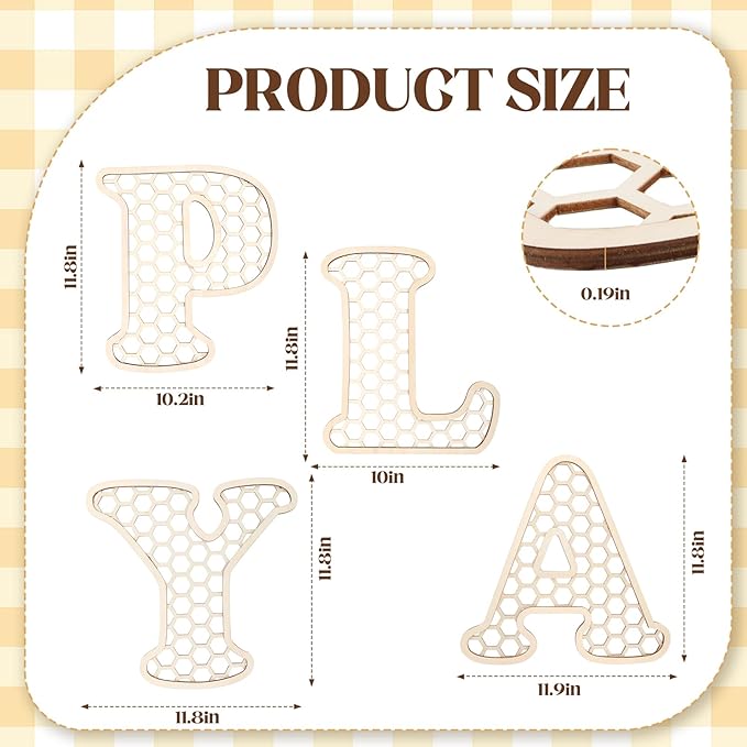 Play Sign - 12 In Wooden Rattan Letters Playroom Sign, Playroom Wall Decor for Toddler Girls Boys, Play Room Wall Decor for Kids Playroom Nursery Room Decorations