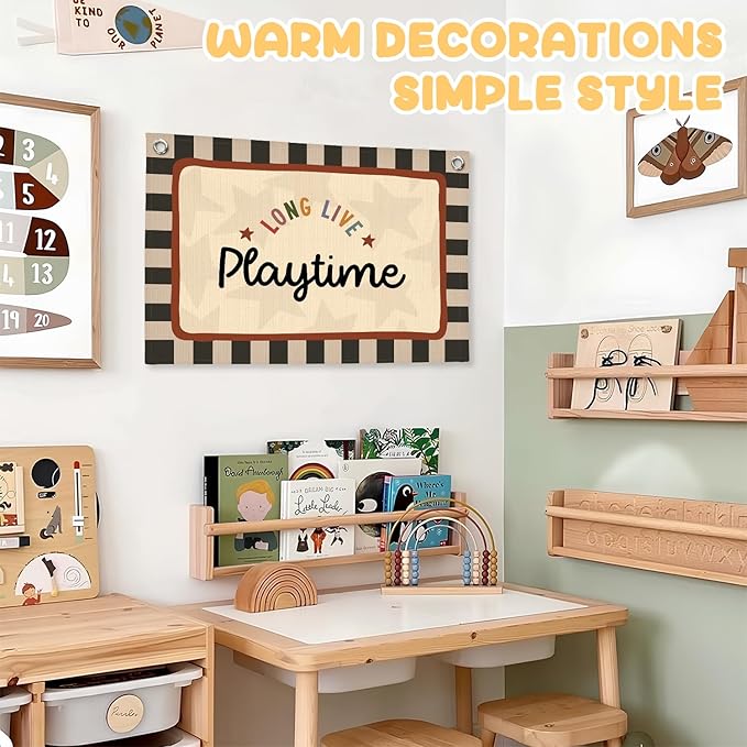 Long Live Playtime Banner Boy Room Decor, Banner Flag Nursery Playroom Wall Decor for Boys Bedroom Living Room Dorm Toddler Decorations Teen Boy Room Kid Banners Wall Hanging Linen Flag 30x20