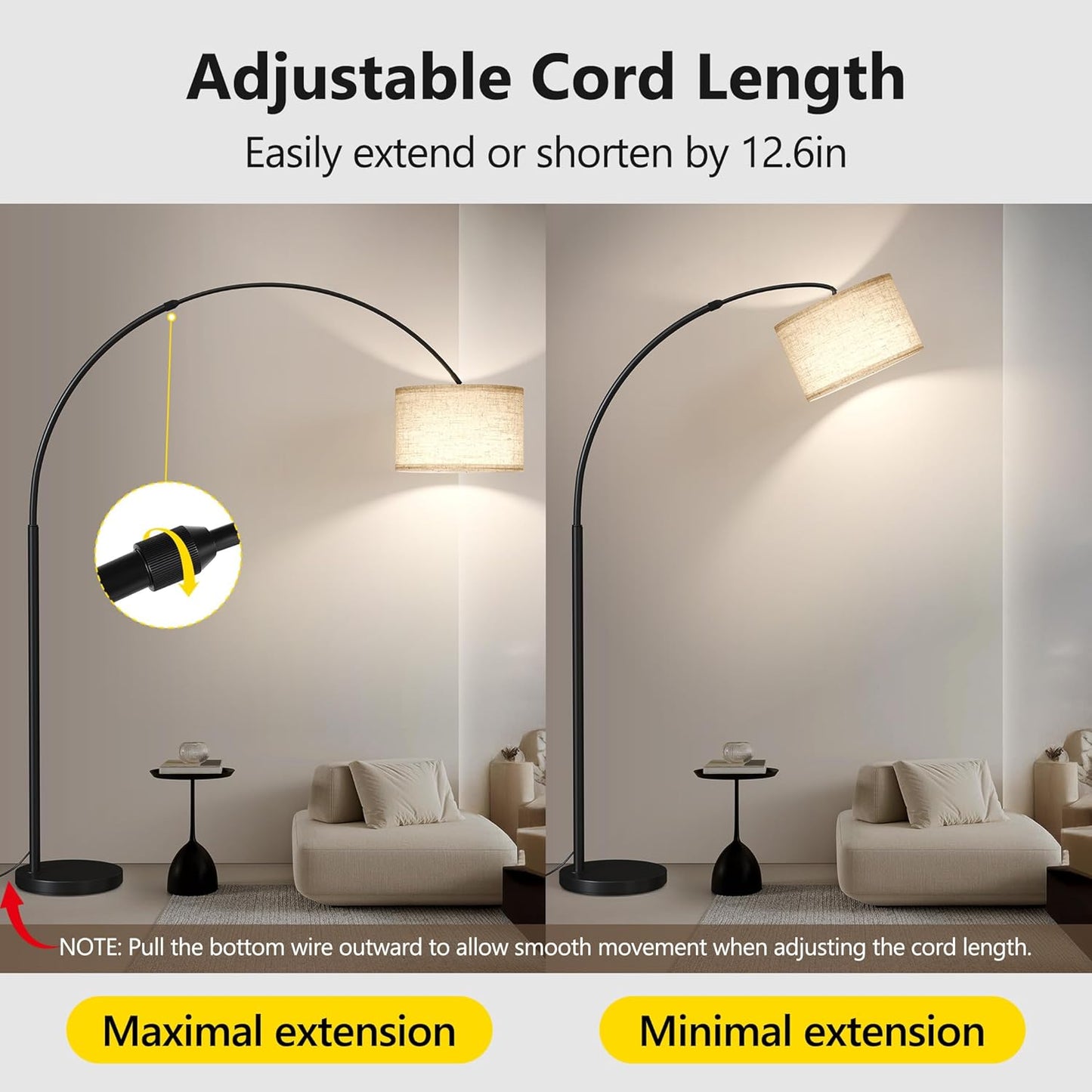 SUNMORY 82" Tall Arc Floor Lamps for Living Room, Large Floor lamp with Remote Control, Modern Curved Floor lamp, Corner Lamp for Dining Room, Office
