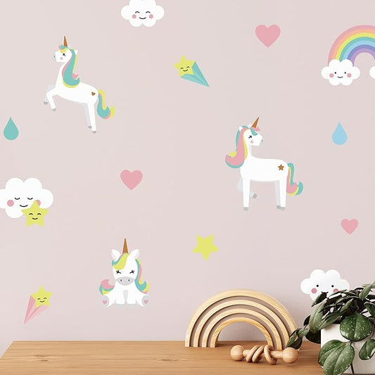 Unicorn Wall Decals - Easy-to-Apply & Removable Wall Stickers: Transform Your Toddlers Bedroom with Durable, Vibrant Peel-and-Stick Wall Decor – Stickers for Kids