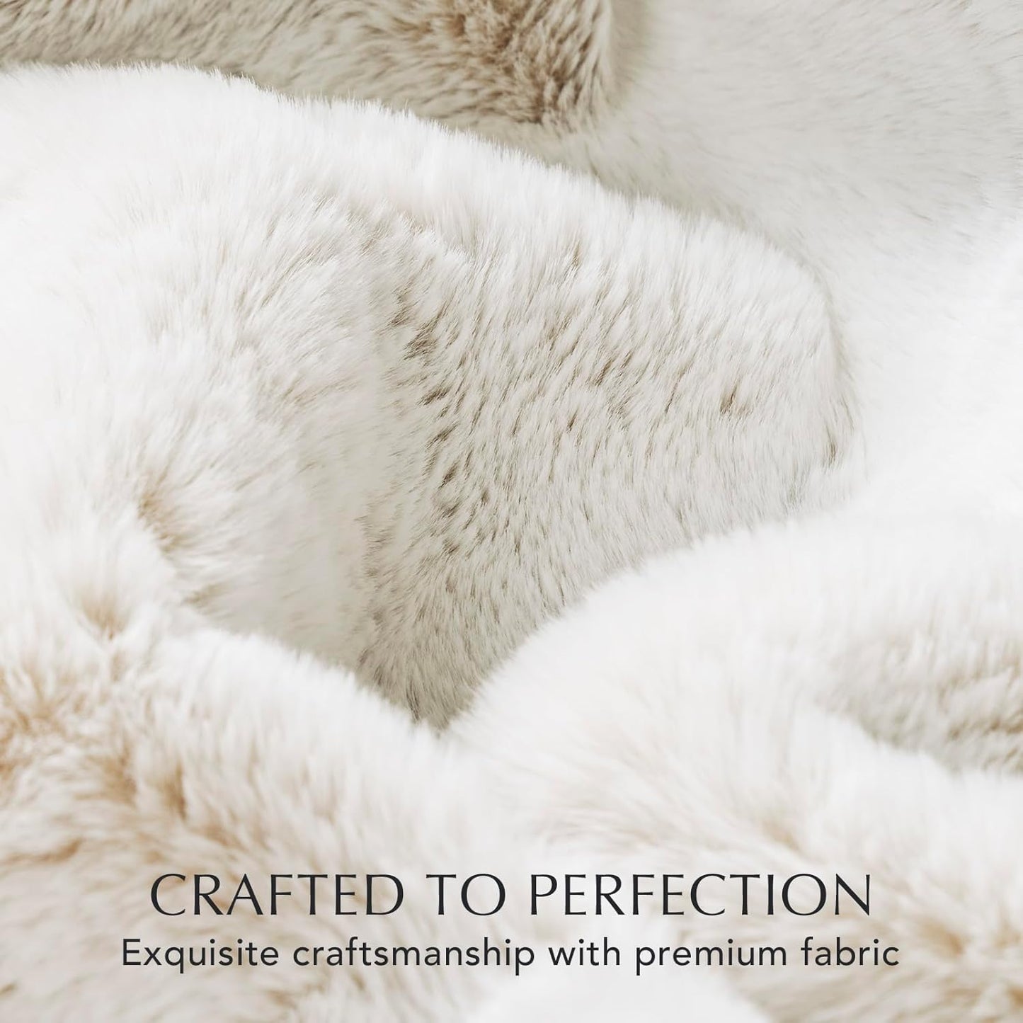 Ultra Soft Luxury Fluffy Mink Faux Fur Throw Blanket, Thick Warm Fall Winter Blankets for Bed, Couch, Cozy Plush Reversible Blanket for Chair, Sofa (Tipped Champagne Ivory, 50"x60")