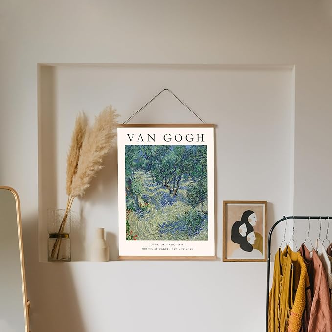 Van Gogh Wall Art, Van Gogh Art Posters, Olive Orchard Floral Garden Art, Retro Famous Artist Paintings Museum Gallery Exhibition Poster for Living Room, Aesthetic Vintage Decor, Unframed, 12x16 In