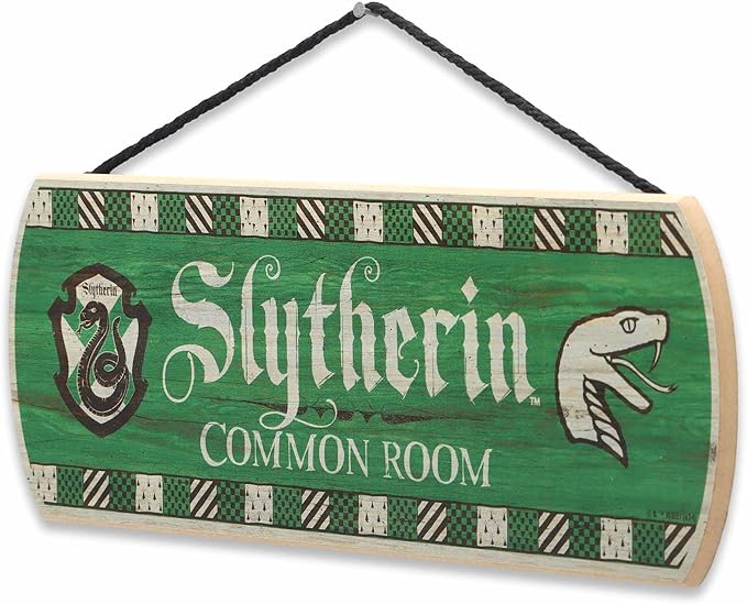 Harry Potter Slytherin Common Room Hanging Wood Wall Decor - Fun Slytherin Sign for Teen Bedroom or Movie Room