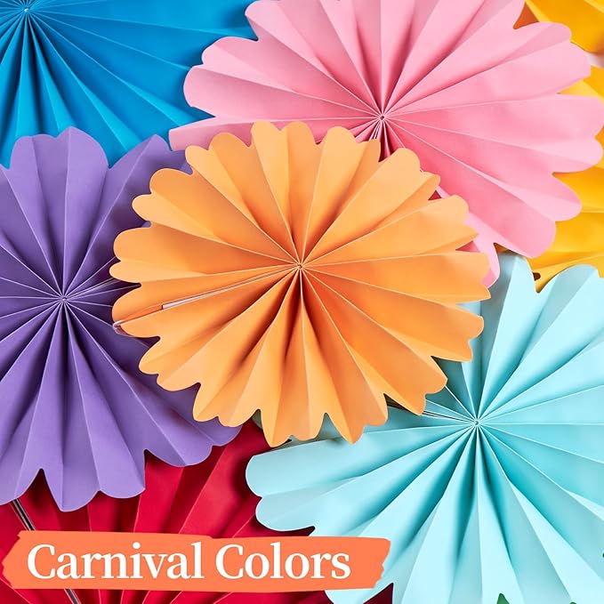 Easy Joy Paper Flowers Decorations for Wall 10 PCS Paper Fans Fiesta Party Decorations Mexican Party Decorations for Girl Classroom Groovy Birthday Baby Shower Wedding Room Wall Hanging Décor
