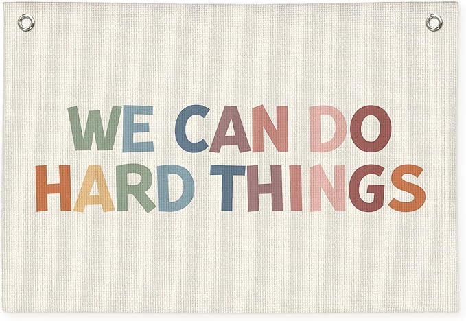 Classroom Tapestry Banner, Inspirational Motivational Wall Decor for Teacher Classroom Nursery, We Can Do Hard Things