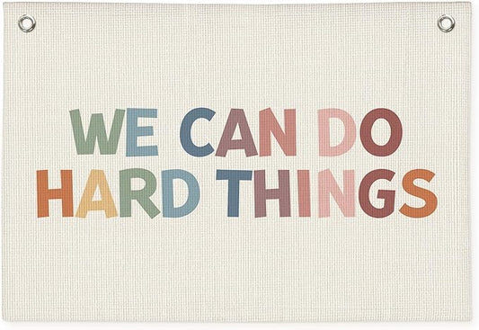 Classroom Tapestry Banner, Inspirational Motivational Wall Decor for Teacher Classroom Nursery, We Can Do Hard Things