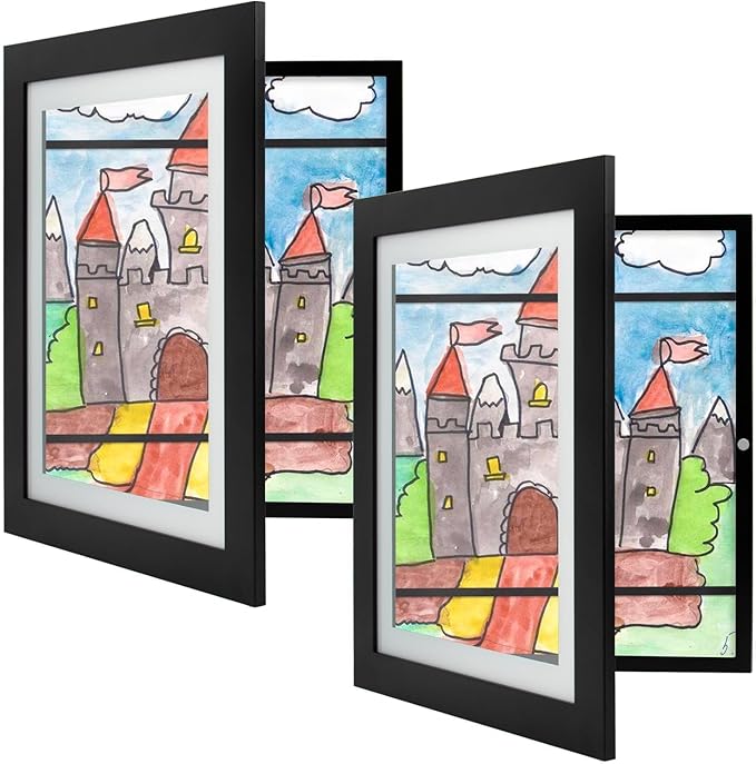 Golden State Art, 10x12.5 Kids Art Frames, Front-Opening Picture Frame Great for Kids Drawings, Artworks, Children Art Projects, Schoolwork, Home or Office (Black Set of 2)