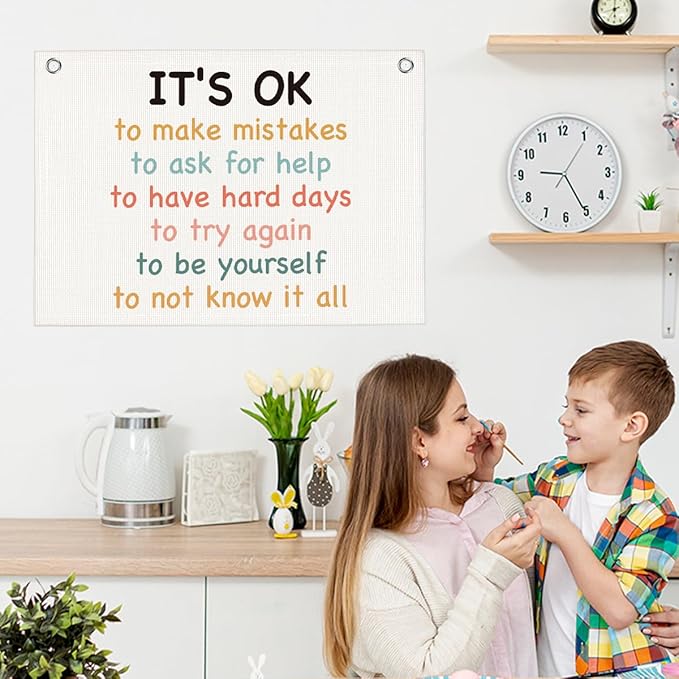 Positive Affirmations Wall Hanging Banner Flag Inspirational Decor for Office Toddler Playroom Nursery Toy Room Trendy Room Motivational Quotes