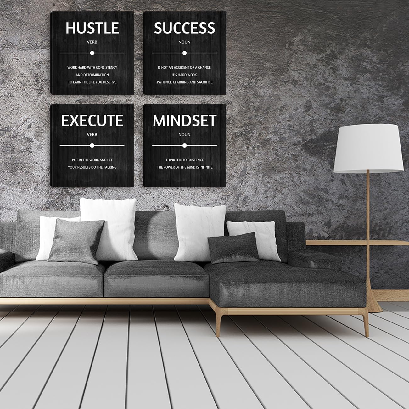 Motivational Wall Decor Inspirational Office Quotes for Living Room Bedroom Canvas Posters Painting 4 Pieces Wall Art Framed Modern Quotes Artwork Wall Decoration Home Decor Office Decor 12”X12”X4