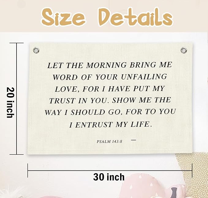 RTXLEZM Christian Home Room Decor, Jesus Christian Canvas Banner Wall Hanging, Minimalist Bible Verse Wall Art Prints for Bedroom Prayer Room Home Church Decor, 20x30 Inch