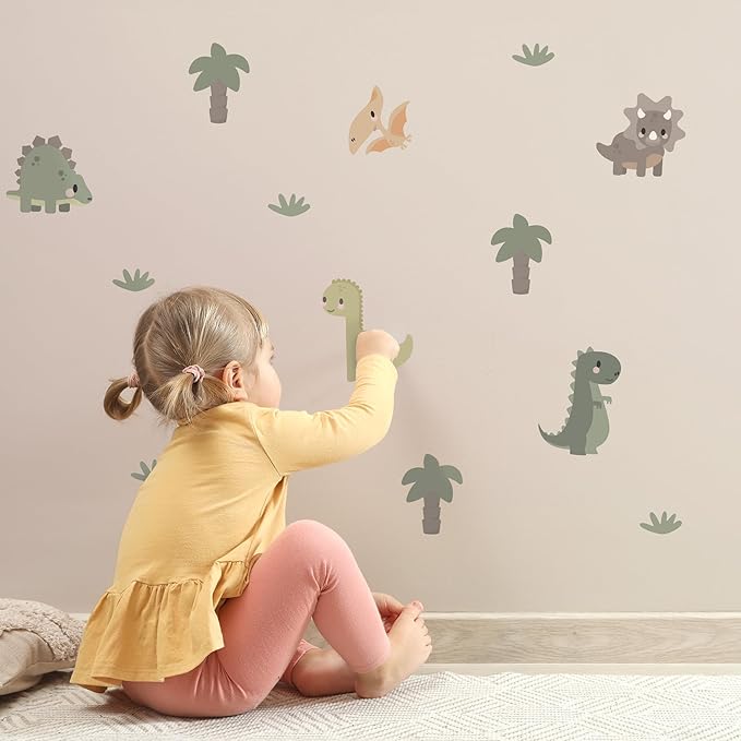 Dinosaur Wall Decals - Easy-to-Apply & Removable Wall Stickers: Transform Your Toddlers Bedroom with Durable, Vibrant Peel-and-Stick Wall Decor – Stickers for Kids