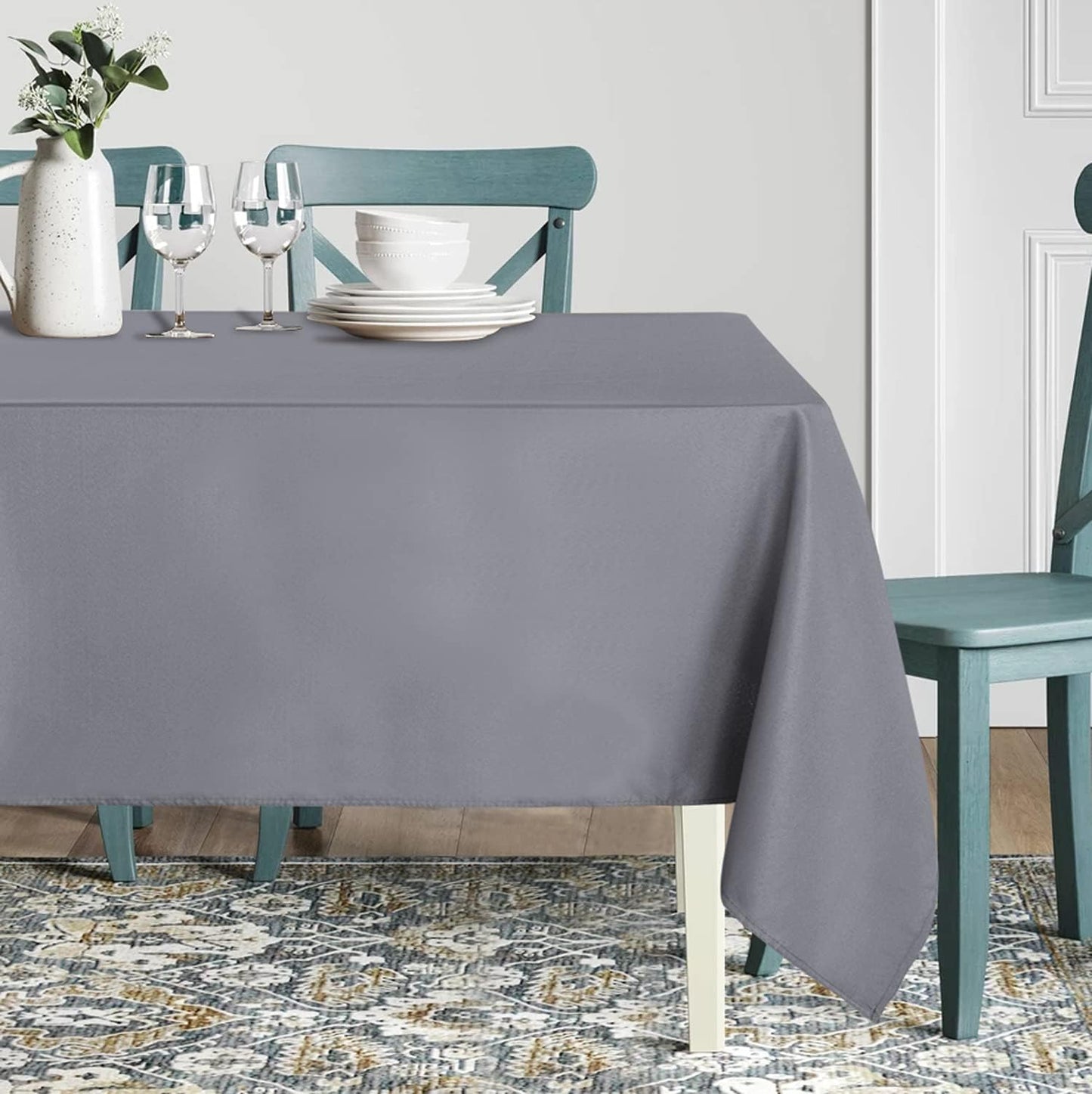 sancua Square Tablecloth - 54 x 54 Inch - Stain and Wrinkle Resistant Washable Polyester Table Cloth, Decorative Fabric Table Cover for Dining Tables, Buffet Parties and Camping, Light Grey