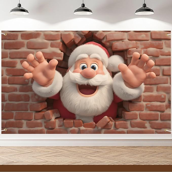 Merry Christmas Backdrop 71x43Inch Christmas Banner Santa Claus Xmas Party Theme Decorations Party Decor, Christmas Photo Backdrop