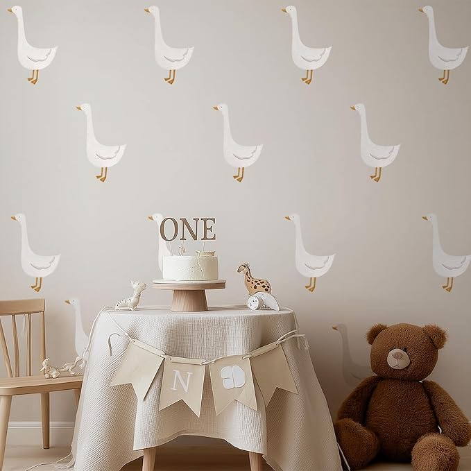 10 PCS Silly Goose Stickers Wall Decals Peel and Stick, Goose Nuresry Decor for Playroom