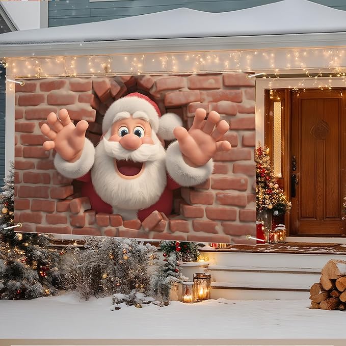 Merry Christmas Backdrop 71x43Inch Christmas Banner Santa Claus Xmas Party Theme Decorations Party Decor, Christmas Photo Backdrop