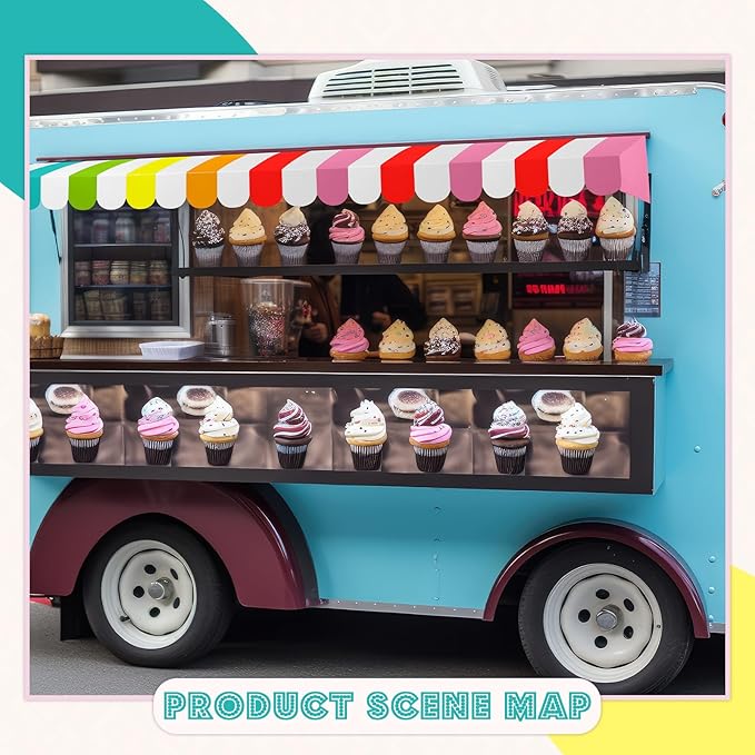 Boao 4 Pack Circus Awning Decoration 3D Stripe Cardboard Awning Carnival Wall Decor Circus Party Favors for Lemonade Stand Bakery Ice Cream Truck Bulletin Board Decor(Multicolor)