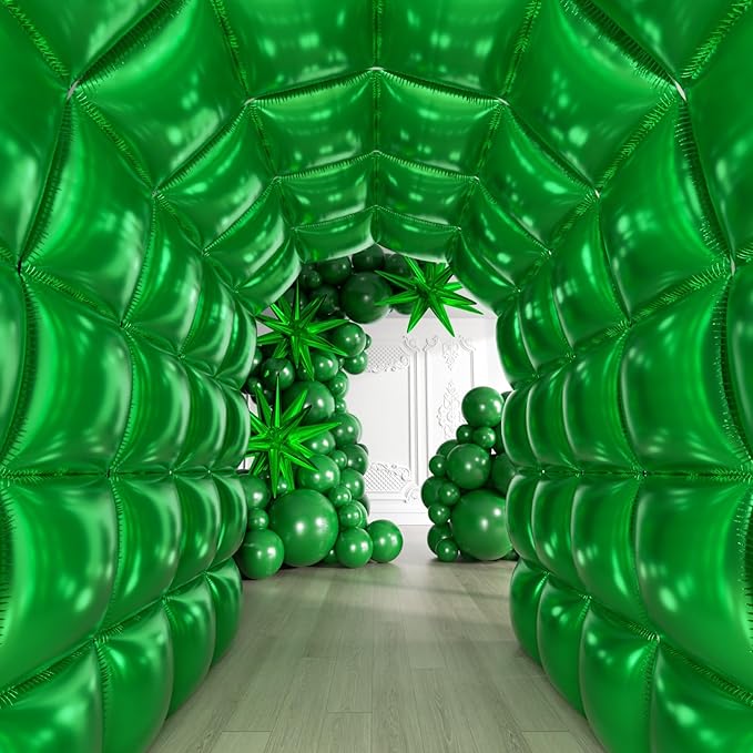 36pcs Green Square Foil Balloons Wall Backdrop with 79pcs Balloon Garland Arch Kit, Double Sided Balloon for Birthday Baby Shower Bridal Shower Anniversary New Year Graduation Decorations
