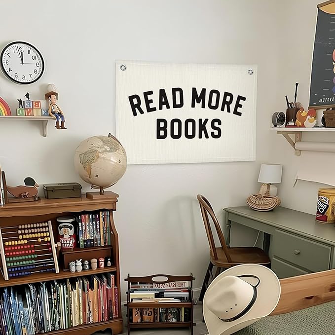 Lacama Classroom Decor Reading Corner Sign,Read More Books Banner Flags,Reading Nook Decor,Positive Affirmations Wall Decor Hanging Banner Flag,30x20 Inch