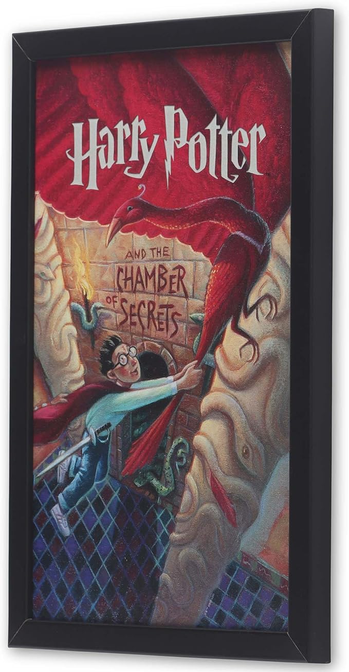 Harry Potter and the Chamber of Secrets Book Cover Framed Wood Wall Decor - Classic Harry Potter Wall Art for Home