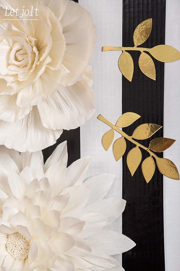 Paper Leaves Set Decor Flower Golden Decorations for Decals Family Tree Photo Wall Crafts Leaf Glitter Butterfly Baby Shower Backdrop Nursery 16pcs