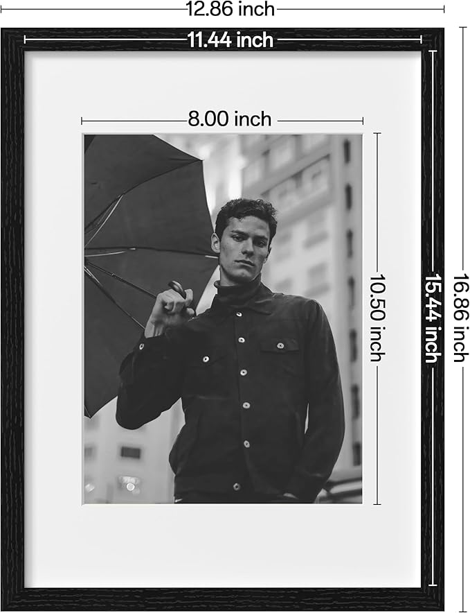eletecpro 12x16 Picture Frames Set of 9, Classic Gallery Wall Frame Set Displays 8.5x11 Photos with Mat or 12x16 without Mat, Photo Frames Collage Wall Decor, Poster Display for Home Decor, Black