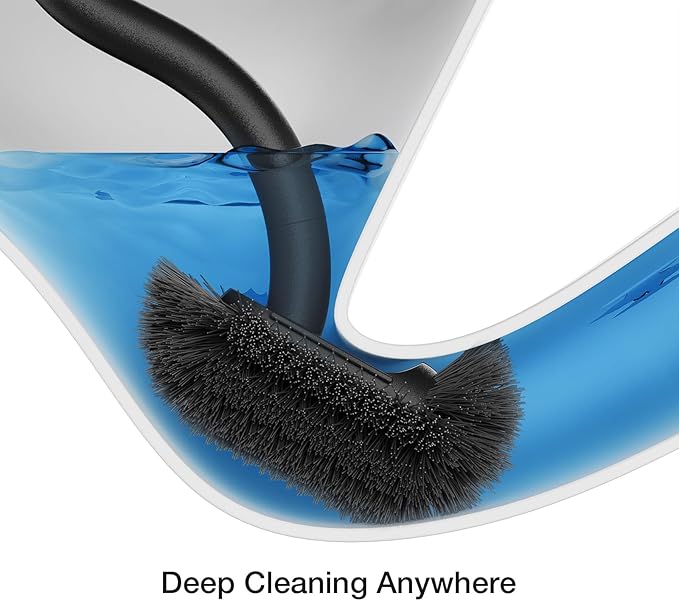 Toilet Cleaner Brush, Diveotree Toilet Brush and Holder for Dead Corner Cleaning, Wall Mounted Toilet Bowl Brush for Bathroom Decor, Toilet Scrubber Brush for Home/Hotel (Black, 1pack)