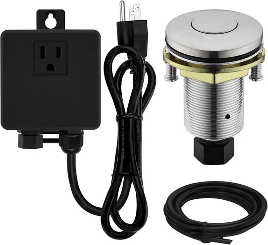 Garbage Disposal SinkTop Air Switch Kit with Stainless Steel Button,Brushed Nickel