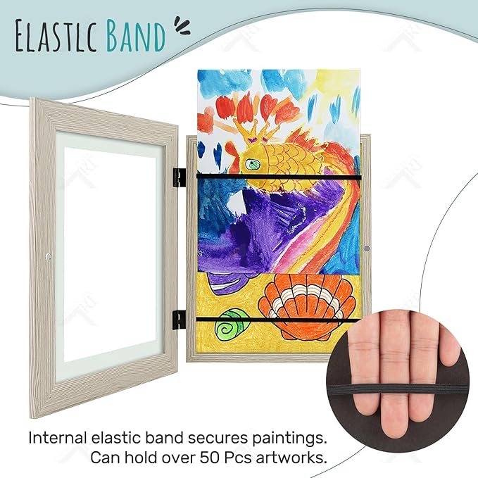 Golden State Art, 8.5x11 Kids Art Frames, Front-Opening Picture Frame Great for Kids Drawings, Artworks, Children Art Projects, Schoolwork, Home or Office (Grey, Set of 2)