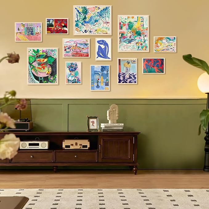 Matisse Wall Art Prints, Matisse Canvas Wall Art Decor, Vintage Eclectic Wall Posters Set, Colorful Matisse Abstract Painting Wall Decor Aesthetic for Bedroom Living Room Collage Decor 12Pcs(Unframed)