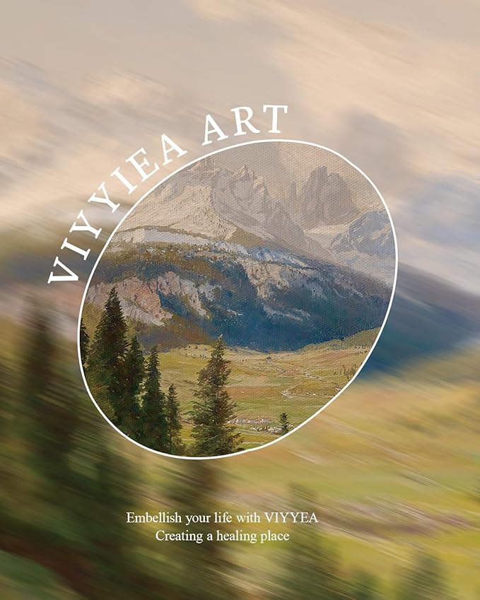 VIYYIEA Vintage Gold Framed Wall Art for Living Room, Snow Mountains Canvas Prints Home Decor, Large Oil Painting Picture, Bedroom Wall Decor Gifts for Friends or Family -【Moor】-(36L x 24W)