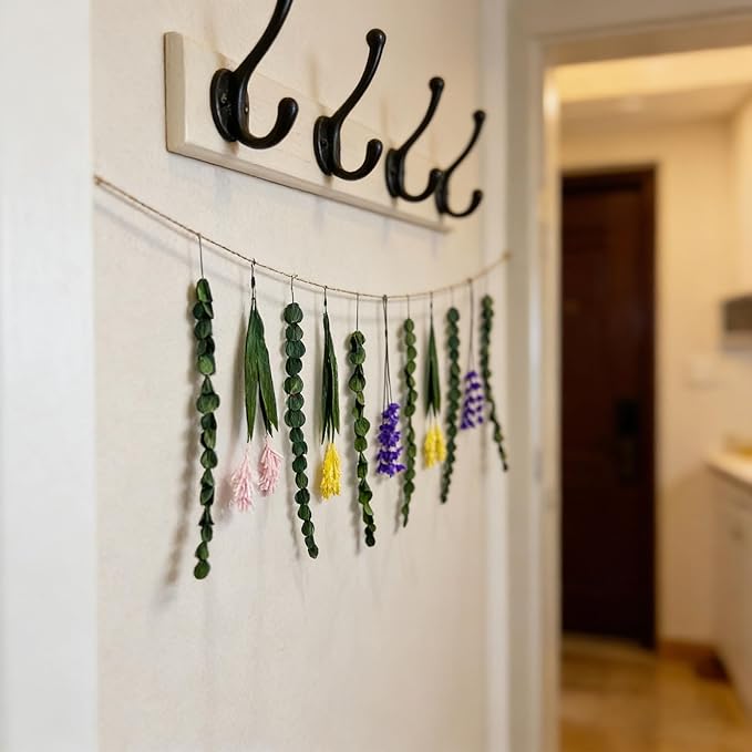 Paper Eucalyptus Wall Hanging Decor Wall Hanging Plants Garland Paper Greenery Leaves Stems Boho Rustic Farmhouse Decor for Bedroom Kitchen Dining Room Bathroom