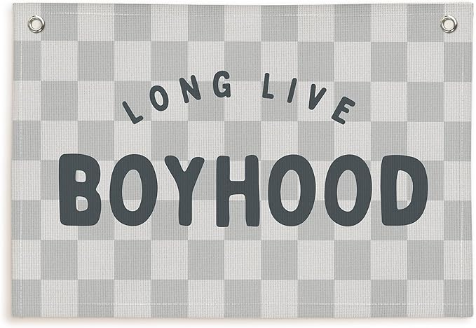 Lacama Long Live Boyhood Boys Room Decor, Boy Nursery Decor, Canvas Banner Wall Hanging Banner Flag Decor for Nursery Playroom Toddler Room, Boys Kids Rooms Decor,30x20 Inch