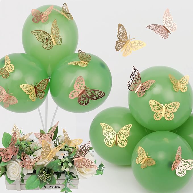72 Pcs Butterfly Wall Decor, 3 Styles 3 Sizes 3D Butterfly, Gold and Rose Gold Butterfly, Wedding Decorations, Birthday Party Decorations, Girls Bedroom Decoration(72 Pcs, Gold and Rose Gold)