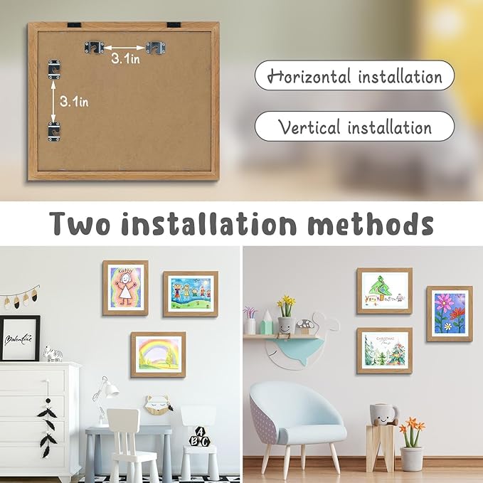 Golden State Art, 10x12.5 Kids Art Frames, Front-Opening Picture Frame Great for Kids Drawings, Artworks, Children Art Projects, Schoolwork, Home or Office (Brown, Set of 8)