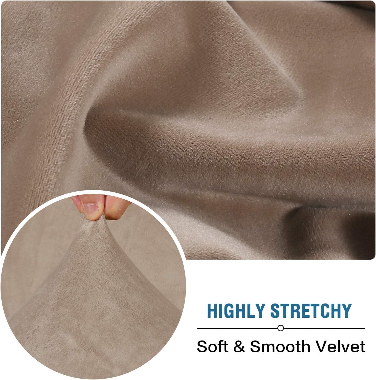 H.VERSAILTEX Velvet Stretch Sectional Couch Covers 4 Pieces Sofa Seat Cushion Covers L Shape Separate Cushion Couch Cover for Both Left/Right Sectional Couch (Large Sofa 3 Seater + 1 Chaise, Taupe)