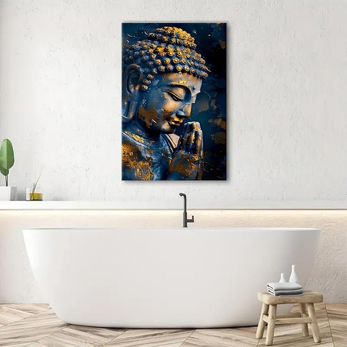Zen Art Wall Decor Buddha Canvas Painting for Living Room Abstract Buddhist Wall Art Buddha Statue Prints Pictures Meditation Spiritual Poster Religious Artwork Bedroom Yoga Bathroom Decoration 24x36"