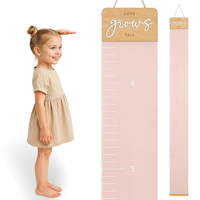 Beautiful Growth Chart for Wall - Cute Height Chart to Easily Track Your Kids' Growth and Milestones - Essential Baby and Toddler Playroom Decor That is Great for Gifting and Creates Lasting Memories