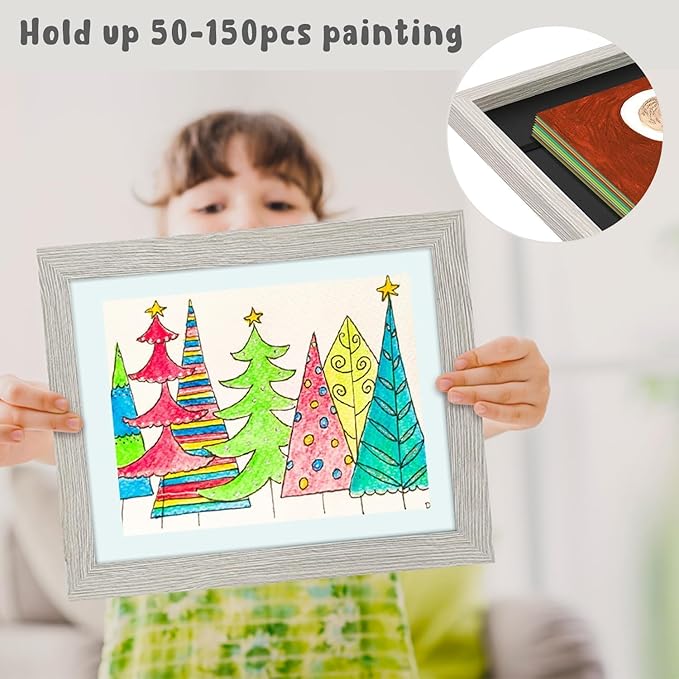 Golden State Art, 10x12.5 Kids Art Frames, Front-Opening Picture Frame Great for Kids Drawings, Artworks, Children Art Projects, Schoolwork, Home or Office (Grey Set of 4)