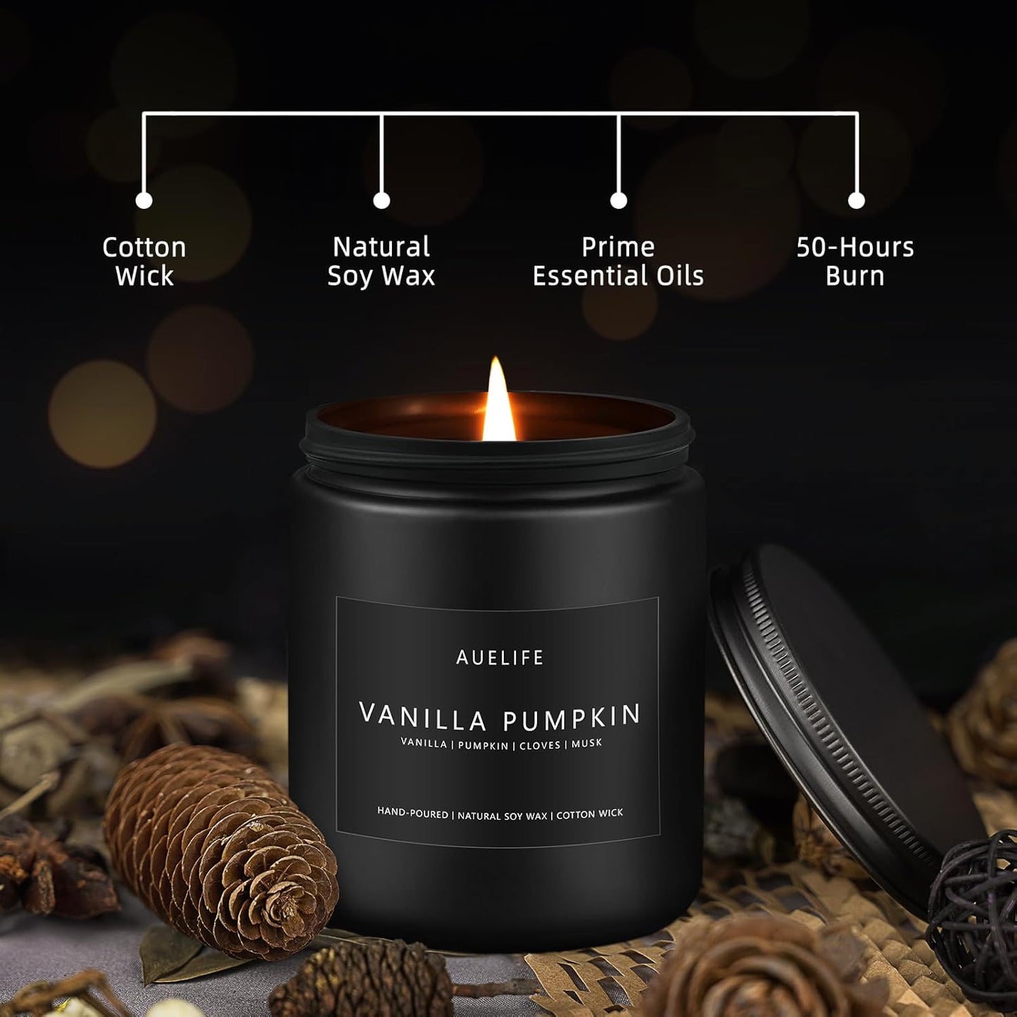 Fall Candle | Vanilla Pumpkin Candle - Scented Candles for Autumn, Fall Aromatherapy Gifts - 7 OZ
